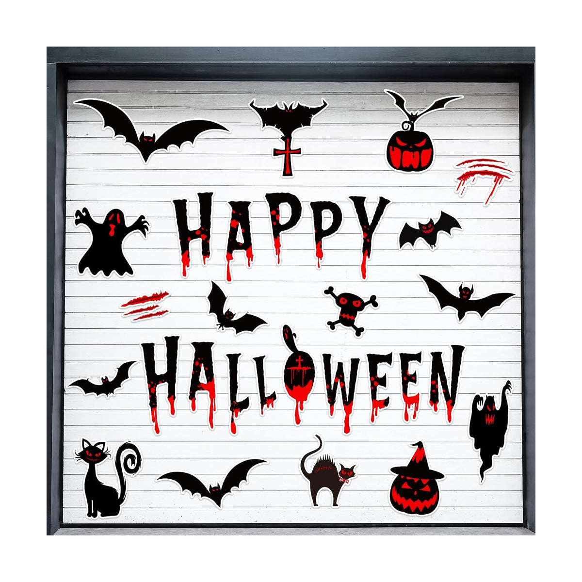 30pcs Halloween Garage Door Decoration Magnets - Black Magnetic Decal Bat Witch Cat Ghost Halloween Garage Door Magnets for Car Fridge Garage Door Outside Halloween Decorations