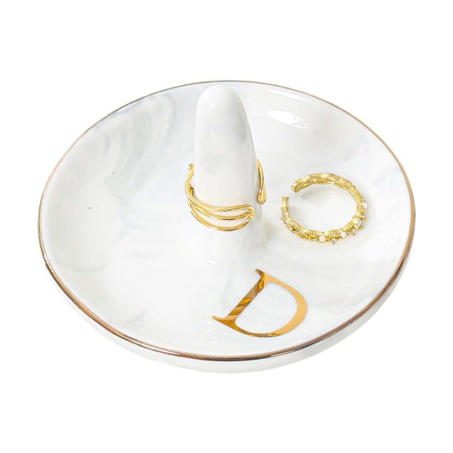 Personalised Marble Letter Ring Dish Holder / D