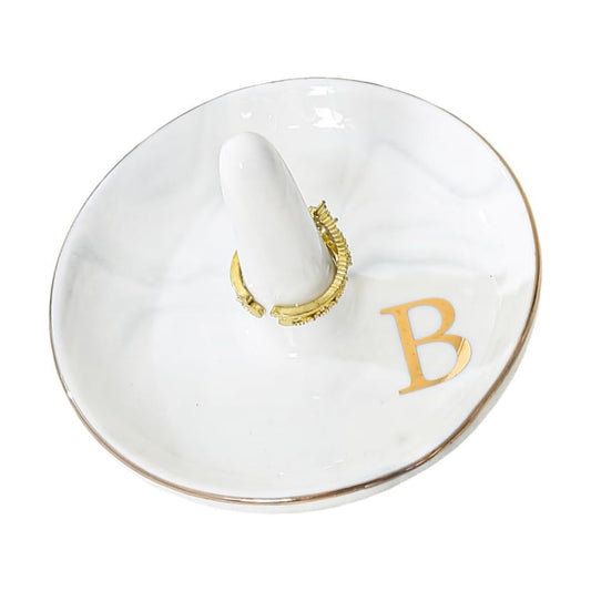 Personalised Marble Letter Ring Dish Holder / B