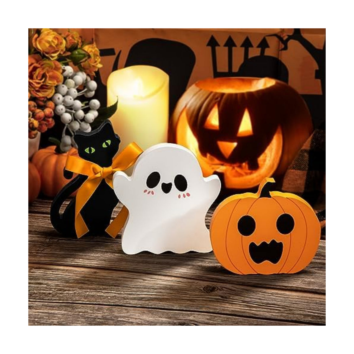 COCHIE 3 Cute Halloween Table Decorations Spooky Tiered Tray Decor Indoor