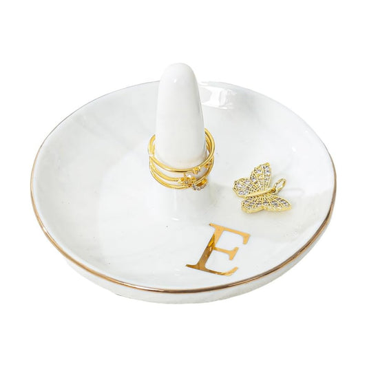 Personalised Marble Letter Ring Dish Holder / E