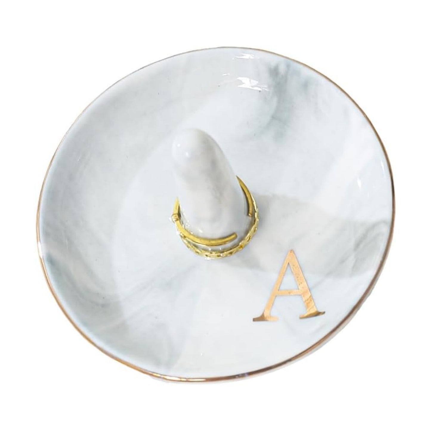 Personalised Marble Letter Ring Dish Holder / A