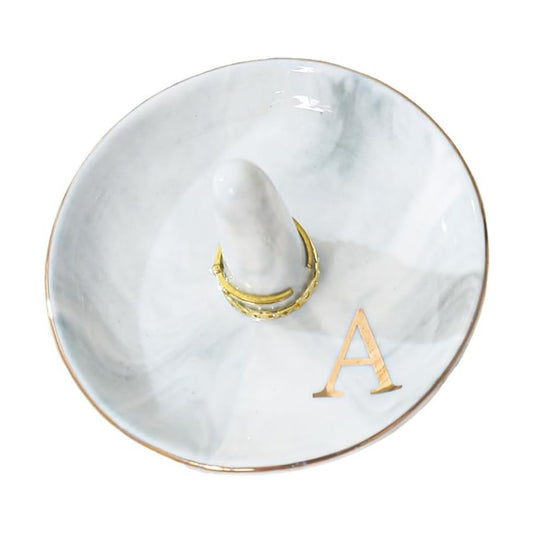 Personalised Marble Letter Ring Dish Holder / A