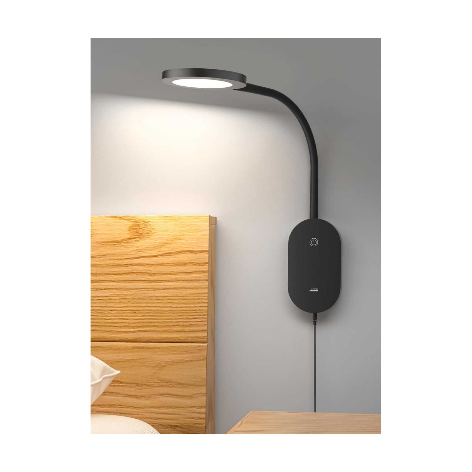 deeloop LED Wall Mounted Reading Light for Bed, Book Light for Wall Bedside Lamp with USB Output, 4 Hour Auto-Off Timer