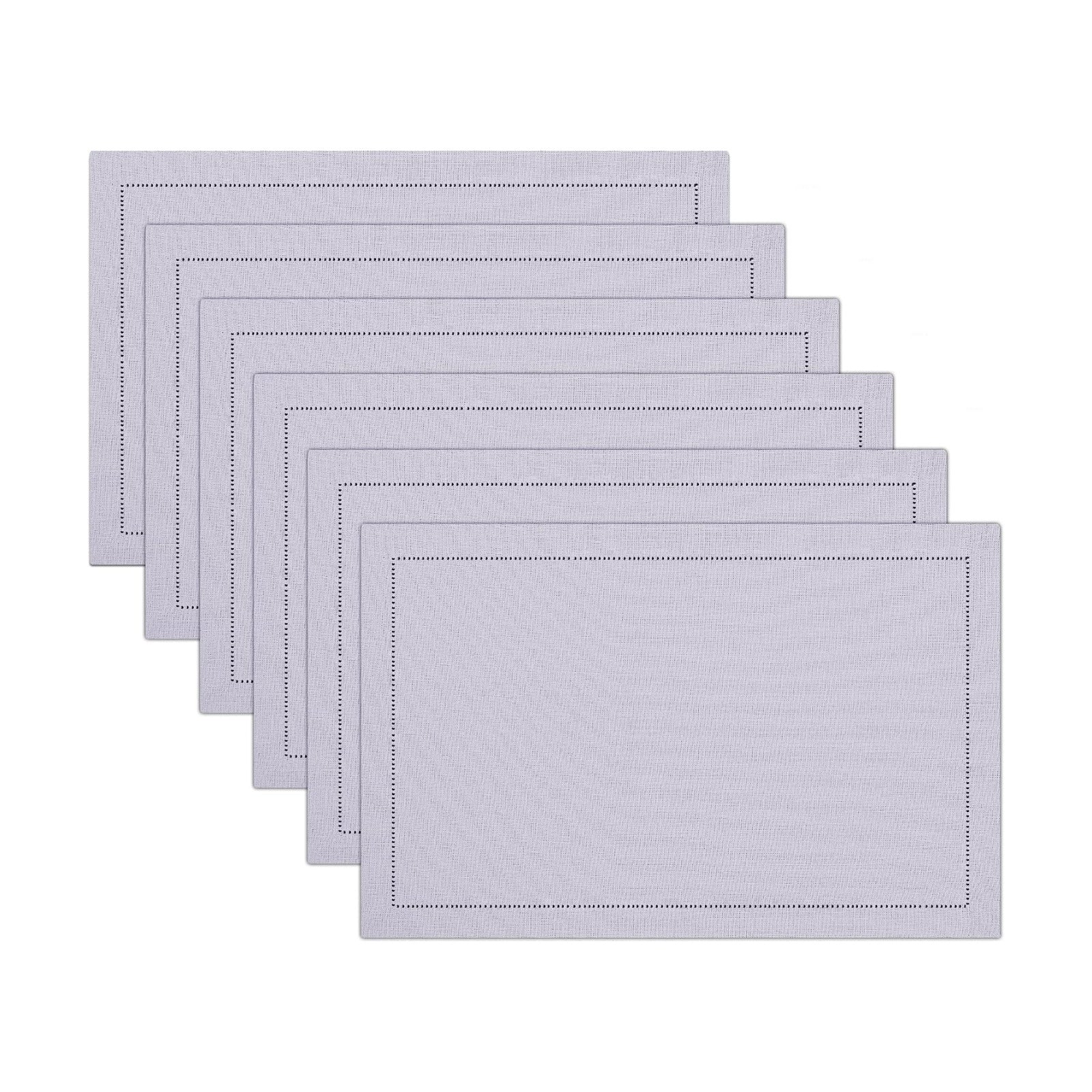 Ruvanti Placemats Set of 6, Linen Cotton Blend Place Mats, Lavender Grey | Heat, Stain resistant, Washable, Non-Slip