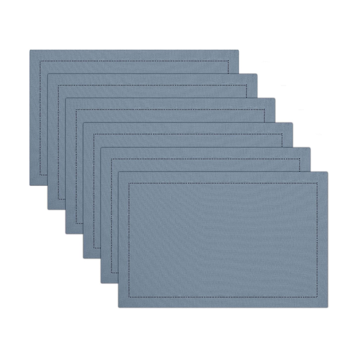 Ruvanti Placemats Set of 6, Linen Cotton Blend Place Mats, 13x19 – Grey | Heat, Stain resistant, Washable, Non-Slip