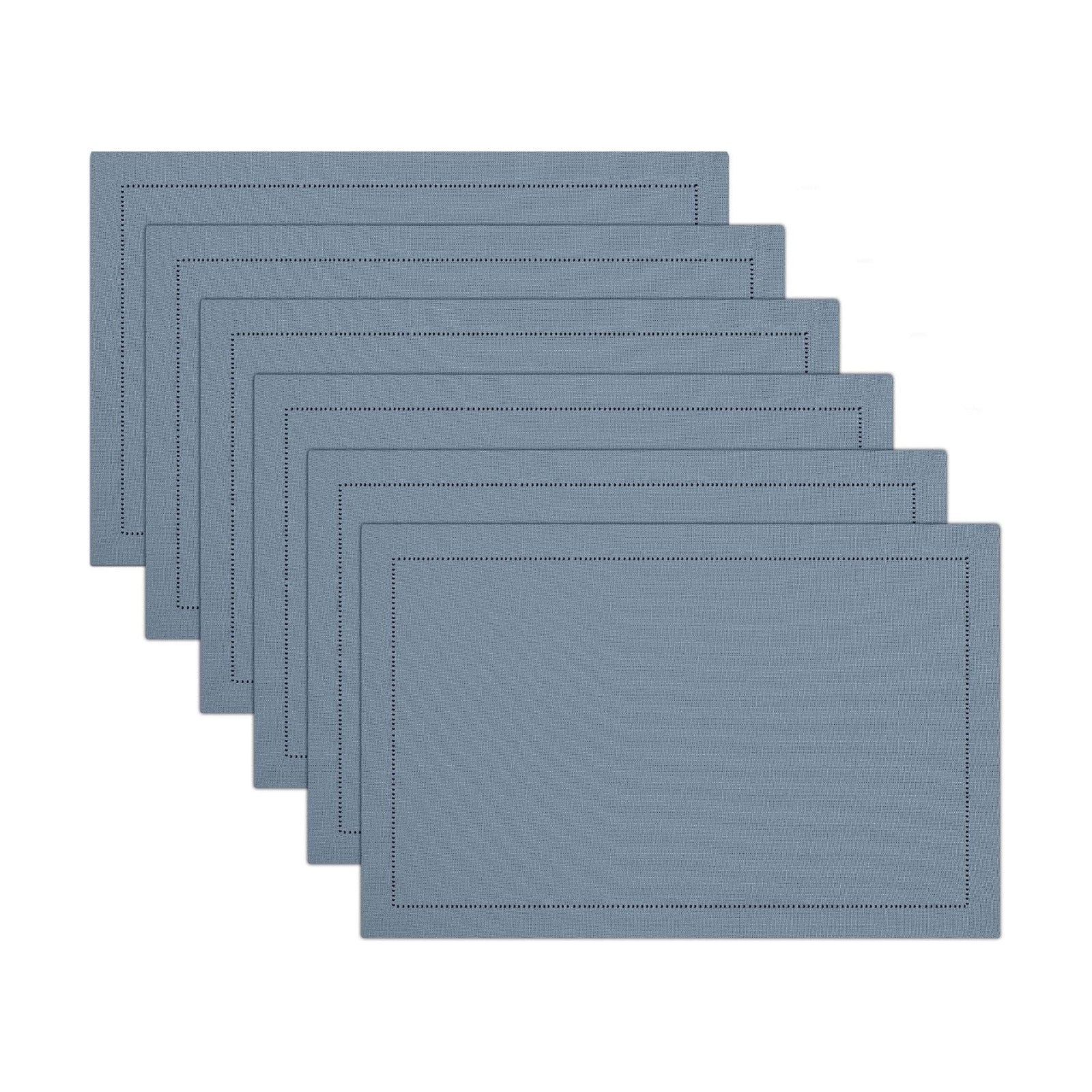 Ruvanti Placemats Set of 6, Linen Cotton Blend Place Mats, 13x19 – Grey | Heat, Stain resistant, Washable, Non-Slip