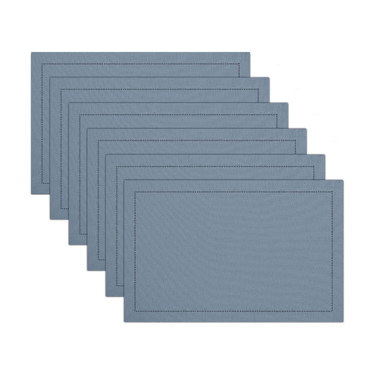Ruvanti Placemats Set of 6, Linen Cotton Blend Place Mats, 13x19 – Grey | Heat, Stain resistant, Washable, Non-Slip