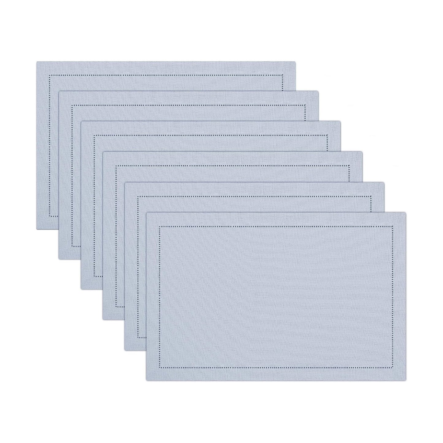 Ruvanti Placemats Set of 6, Linen Cotton Blend Place Mats 13x19 Arctic Ice | Heat, Stain resistant, Washable, Non-Slip