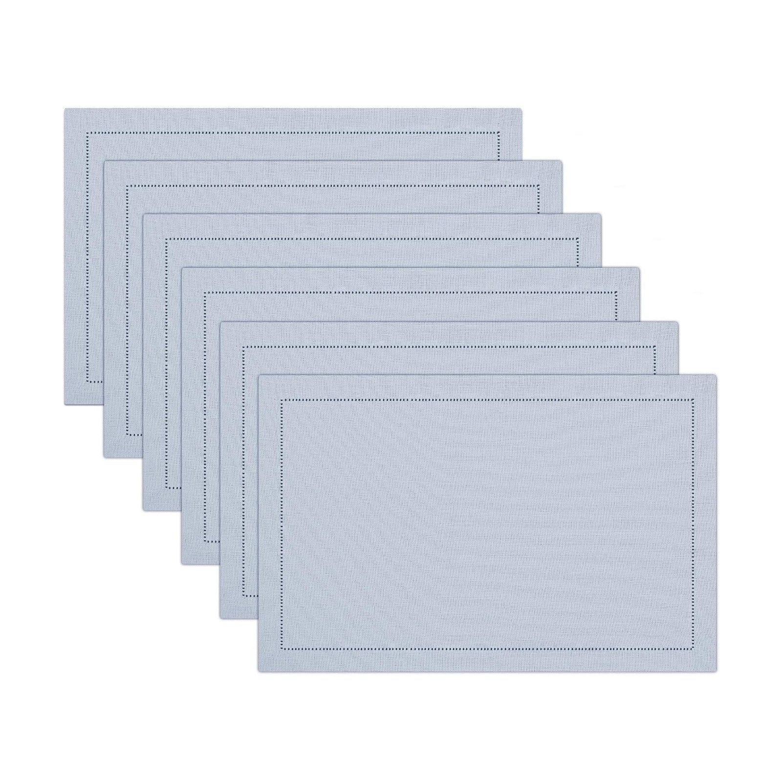 Ruvanti Placemats Set of 6, Linen Cotton Blend Place Mats 13x19 Arctic Ice | Heat, Stain resistant, Washable, Non-Slip