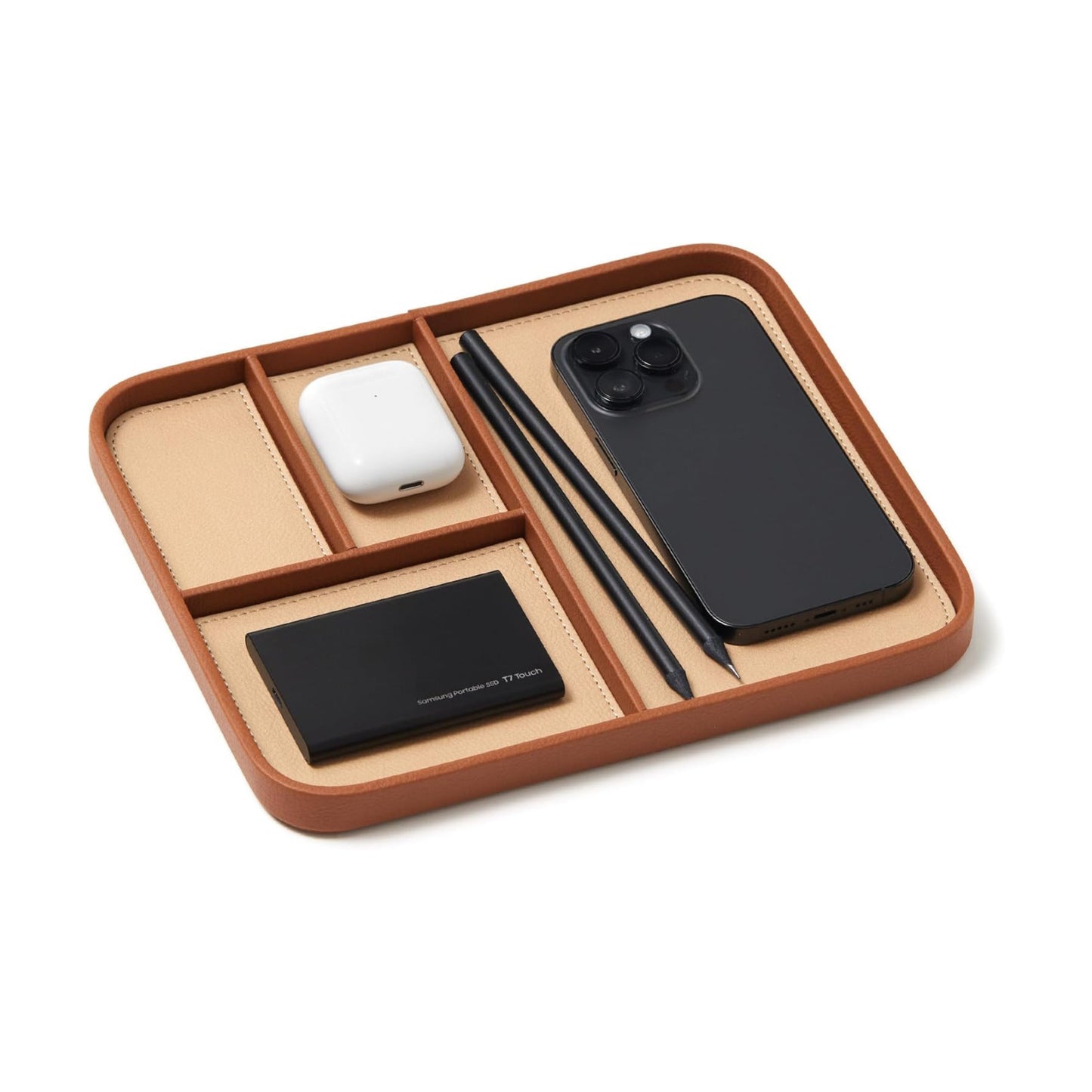 Nordik Leather Valet Tray / Sand Brown / 9.5 x 7.9