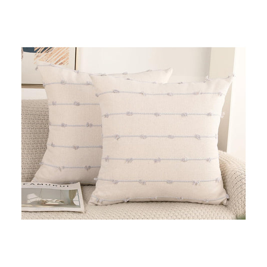 Boho Throw Pillow Covers / Stone Grey / 16 x 16 / Set of 2