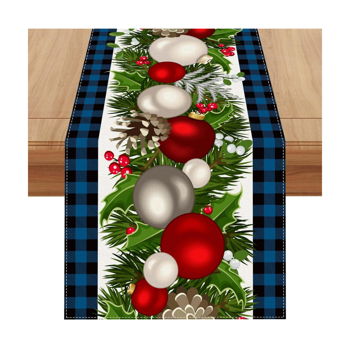 Jiudungs Christmas Table Runner, Xmas Holiday Decorations for Home Decor
