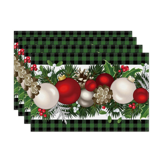 Jiudungs Christmas Placemats Set of 4, Xmas Decorations for Home Decor