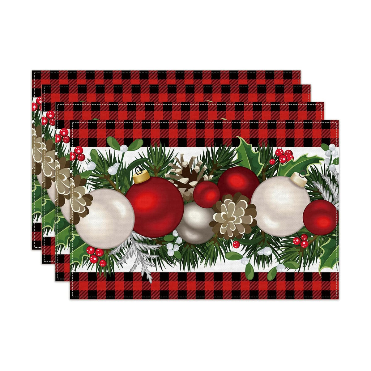 Jiudungs Christmas Placemats Set of 4, Xmas Decorations for Home Decor