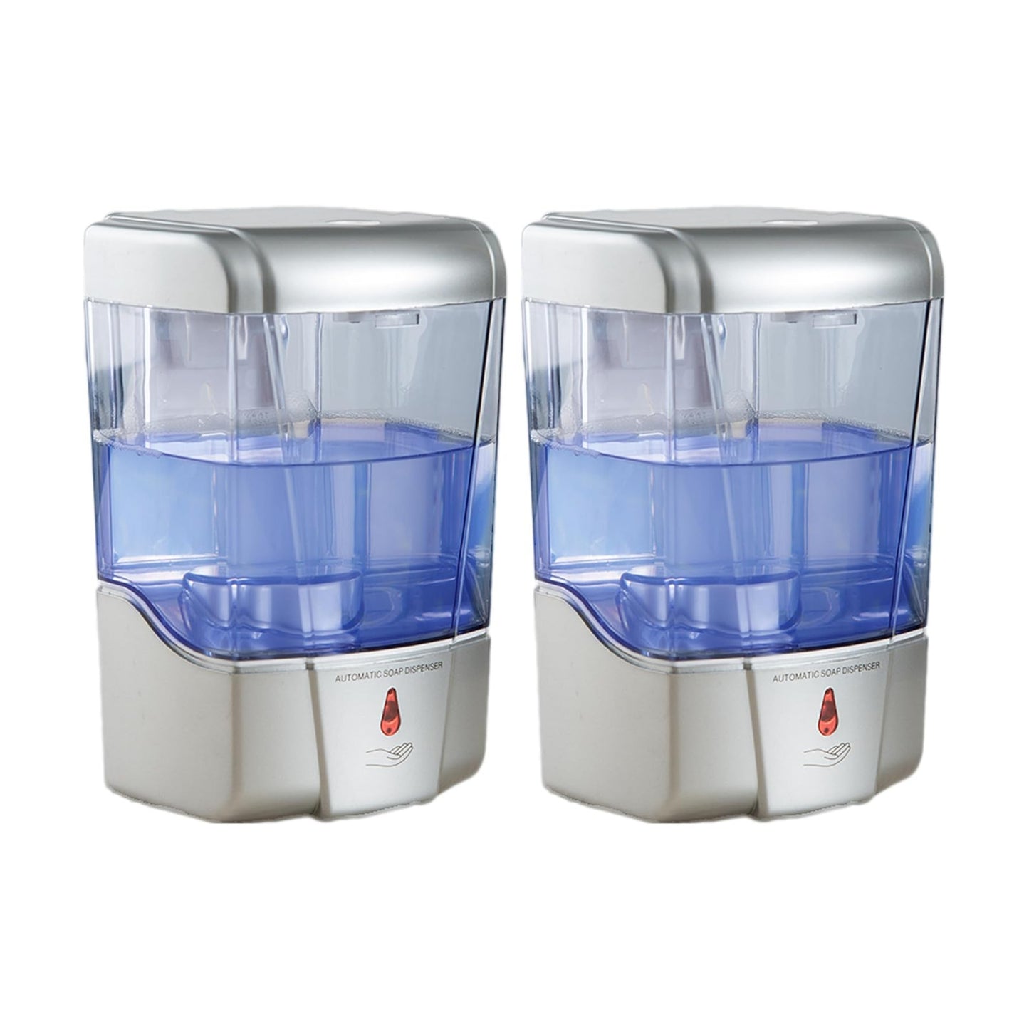 Soap Dispenser Wall Mount Commercial 2 Set Silver Automatic Hand Wash Dispensers 20OZ Suitable Liquid Sanitizer