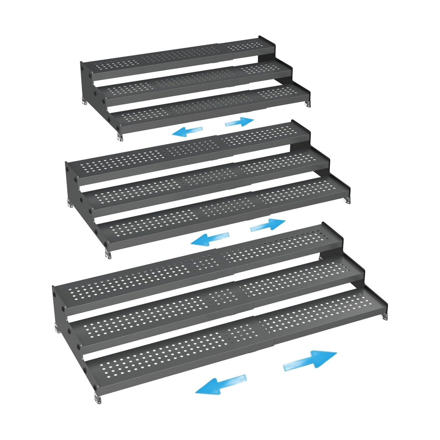 Expandable Spice Rack organizer with 3-Tier step shelf,Modern Design heavy duty,Non Skid and Visibility,Great for