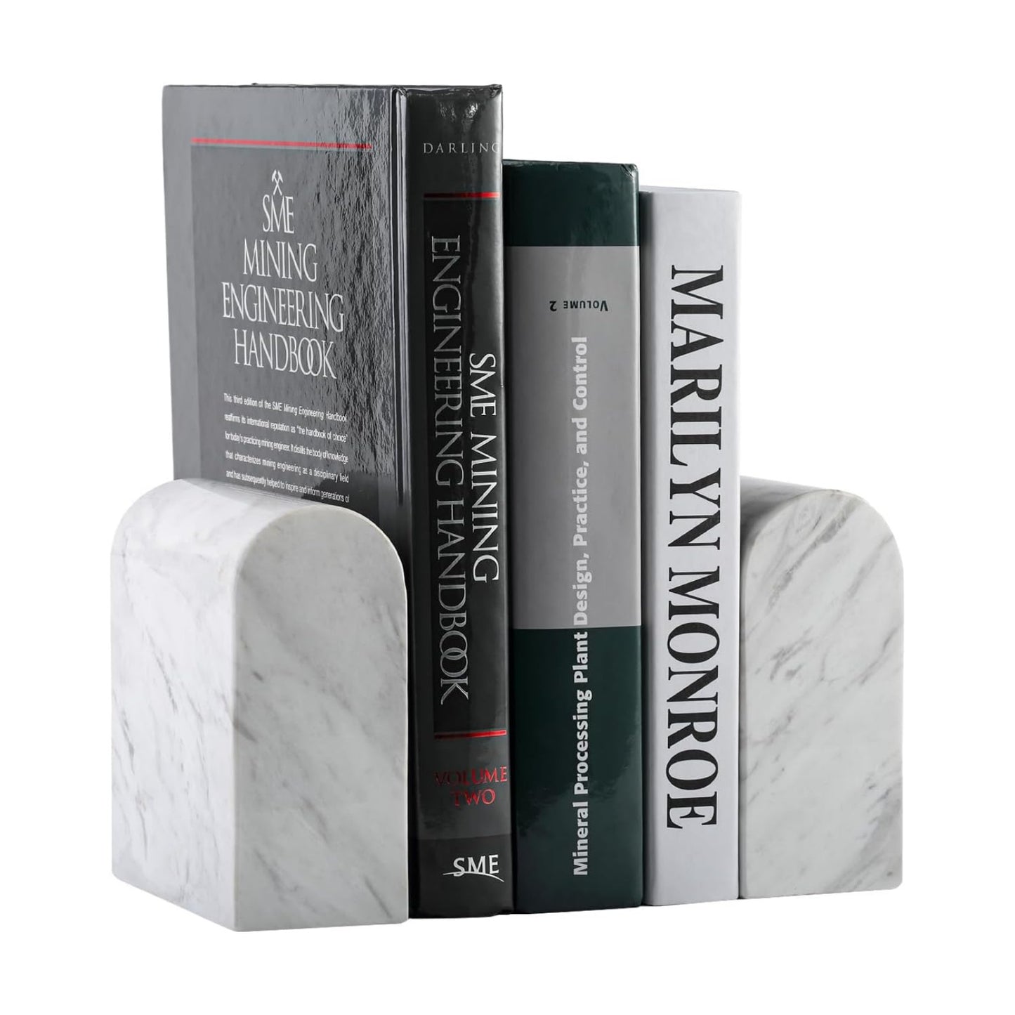 Book Ends for Heavy Books / White Marble-volakas