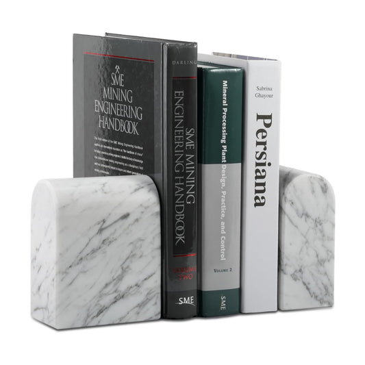 Book Ends for Heavy Books / White Marble-bianco Carrara