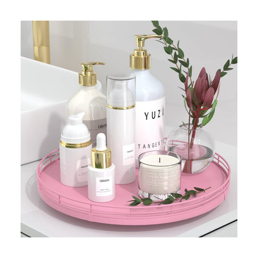 12" Oak Wood Bathroom Tray for Counter / Pink / Set of 12