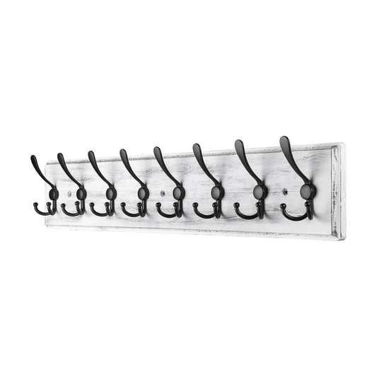 Coat Rack Wall Mount, Wooden Heavy Duty Coat Rack for Wall,8 Triple Coat Hanger Hooks for Hanging