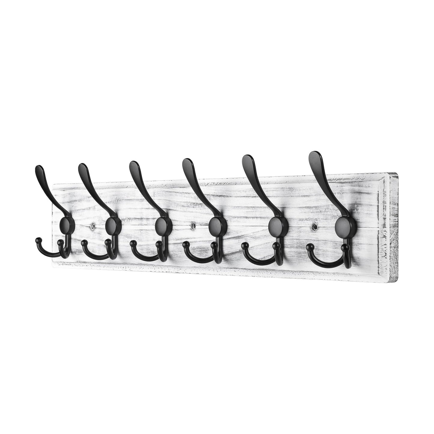Coat Rack Wall Mount, Wooden Heavy Duty Coat Rack for Wall,6 Triple Coat Hanger Hooks for Hanging