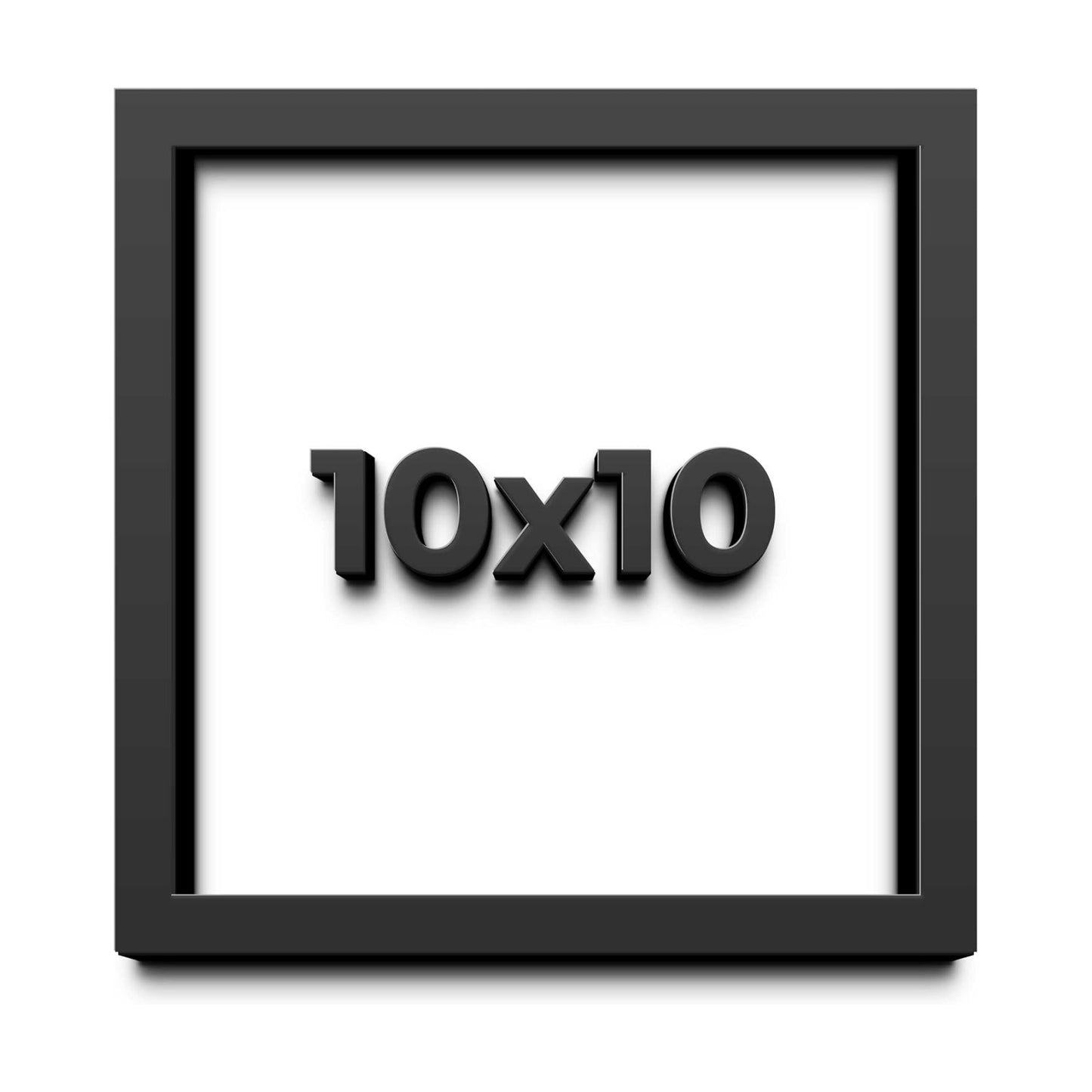 10x10 Shadow Box Black Extra Deep 2" Solid Wood Shadow Box with White Acid-Free Backing, UV Acrylic Plexiglass &