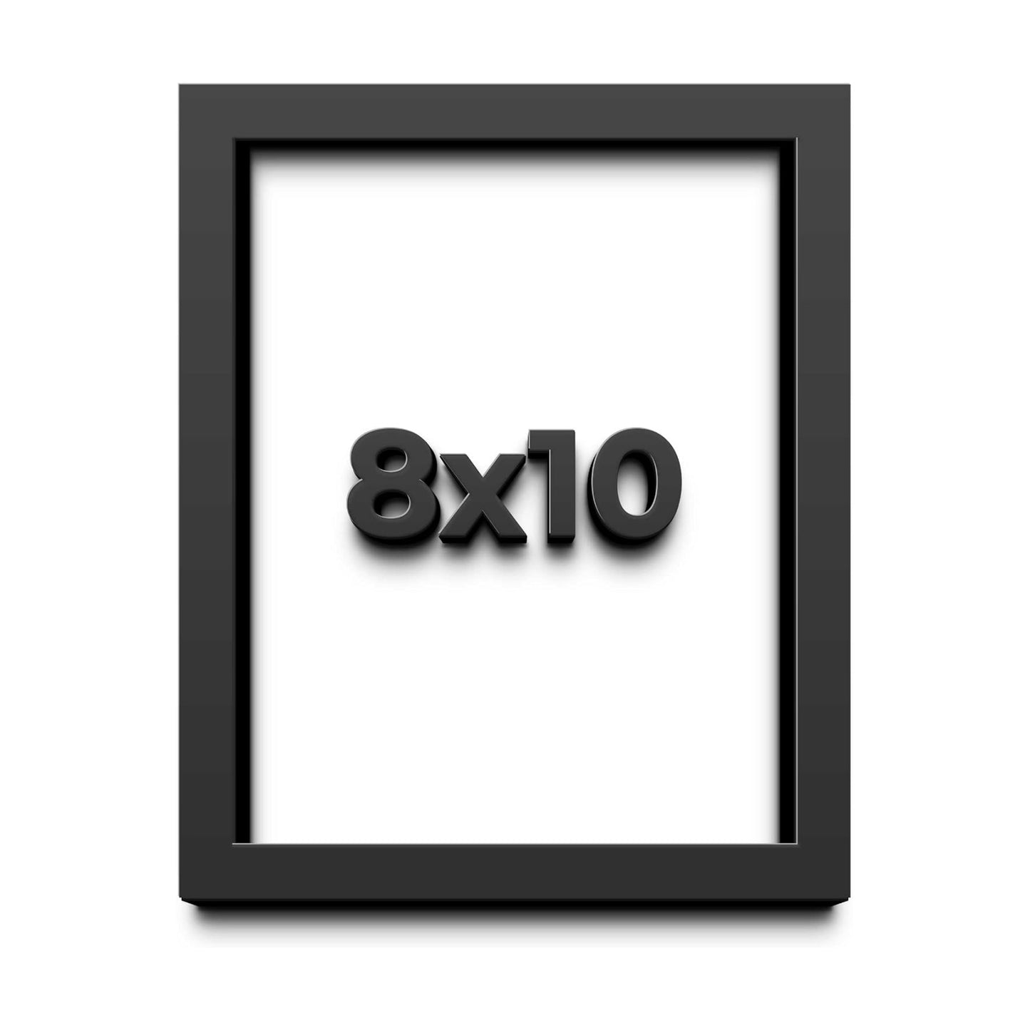 8x10 Shadow Box Black Extra Deep 2" Solid Wood Shadow Box with White Acid-Free Backing, UV Acrylic Plexiglass & Hanging