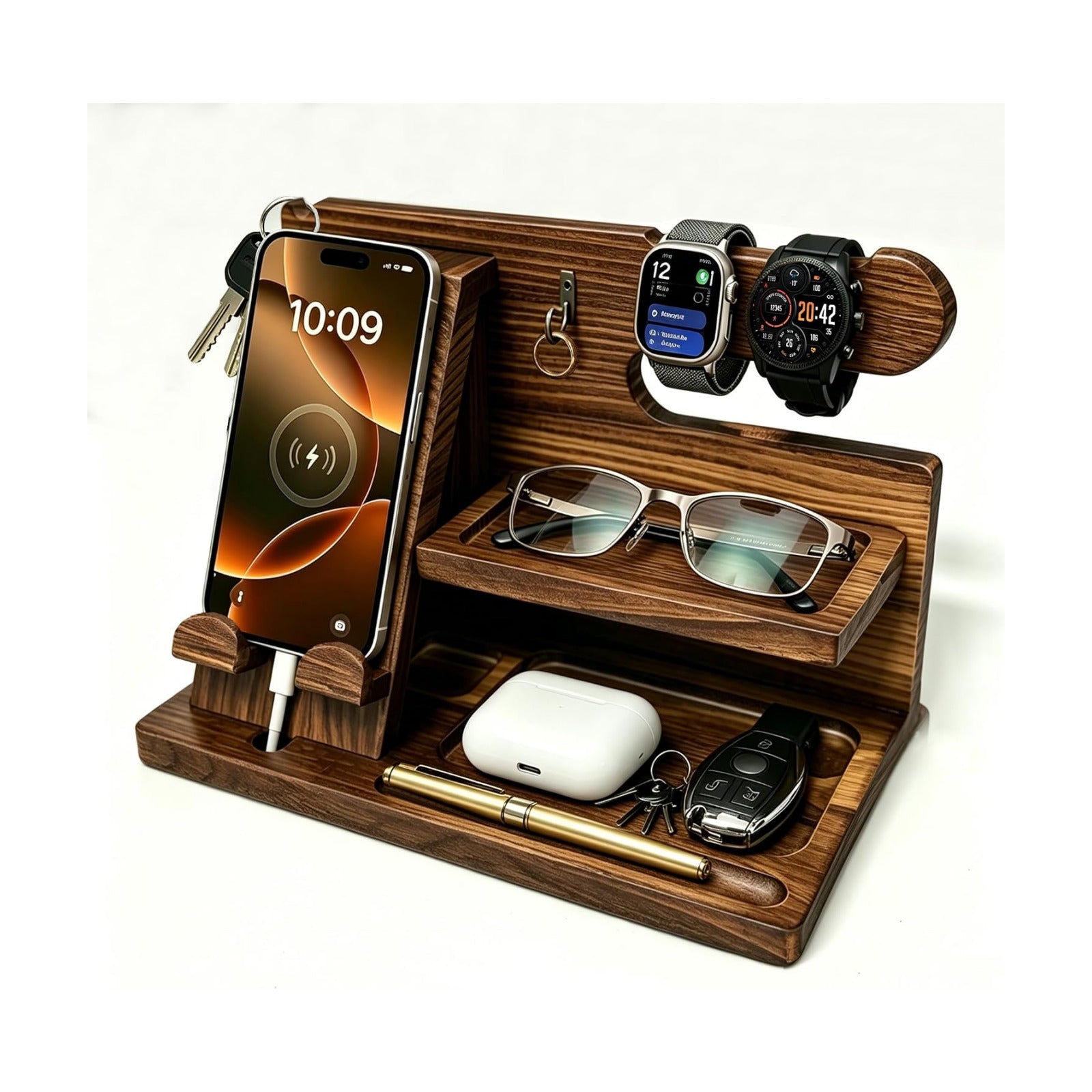 Gifts for Men Wood Phone Docking Station Birthday Gift for Men Valentines Day Gifts Father Gift for Him Boyfriend