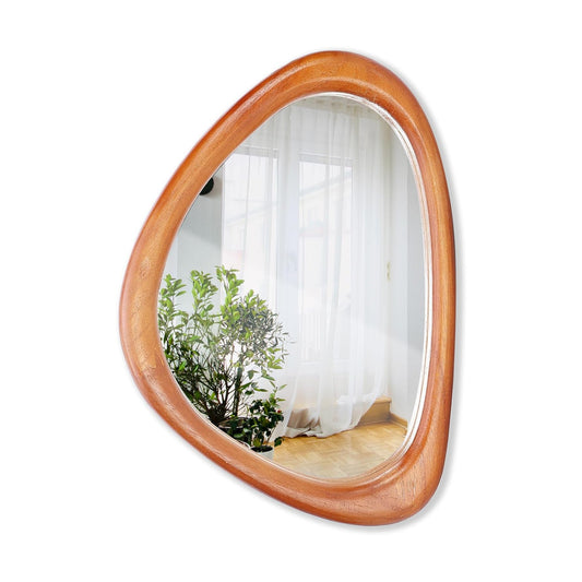 15 * Asymmetrical Wood Mirrors / Red Walnut / 15"L x 10"W / 10 Inch