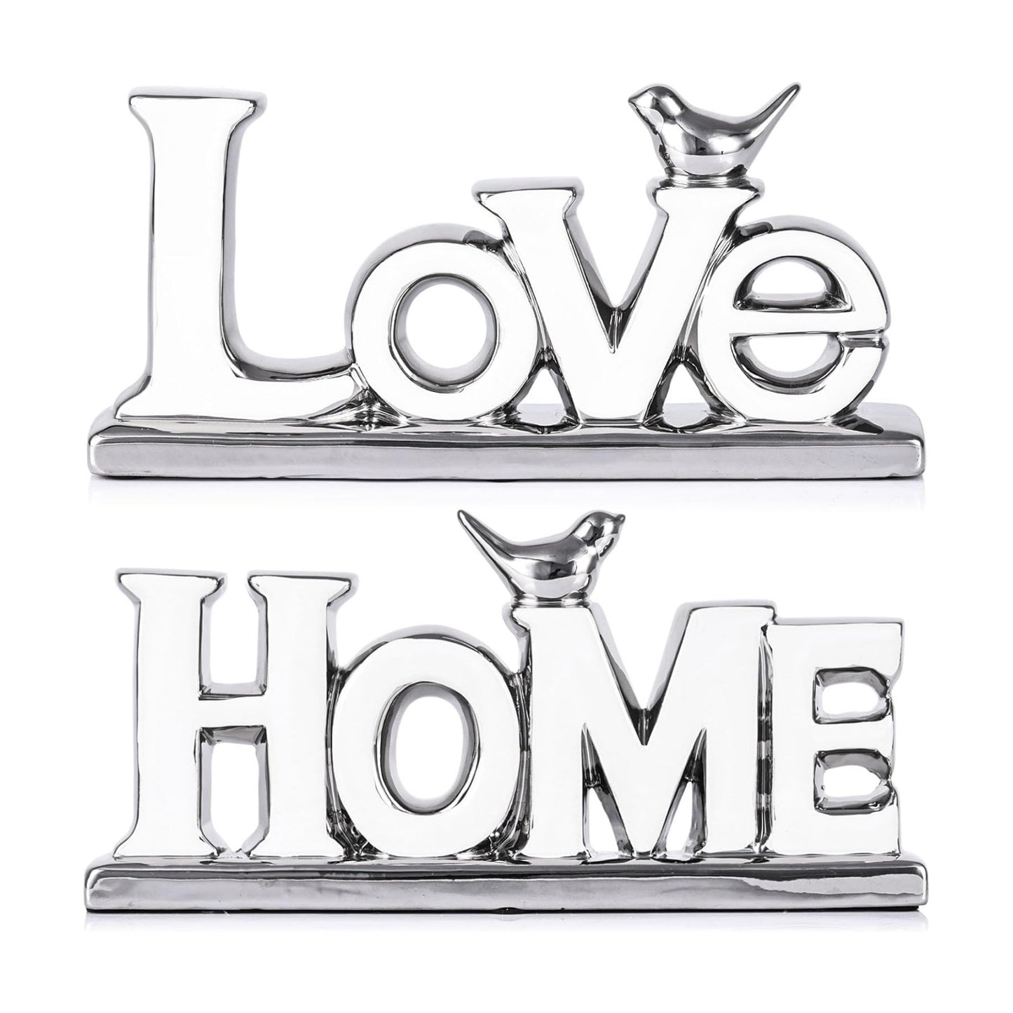 Love Sign Decoration / White+silver / Set of 2