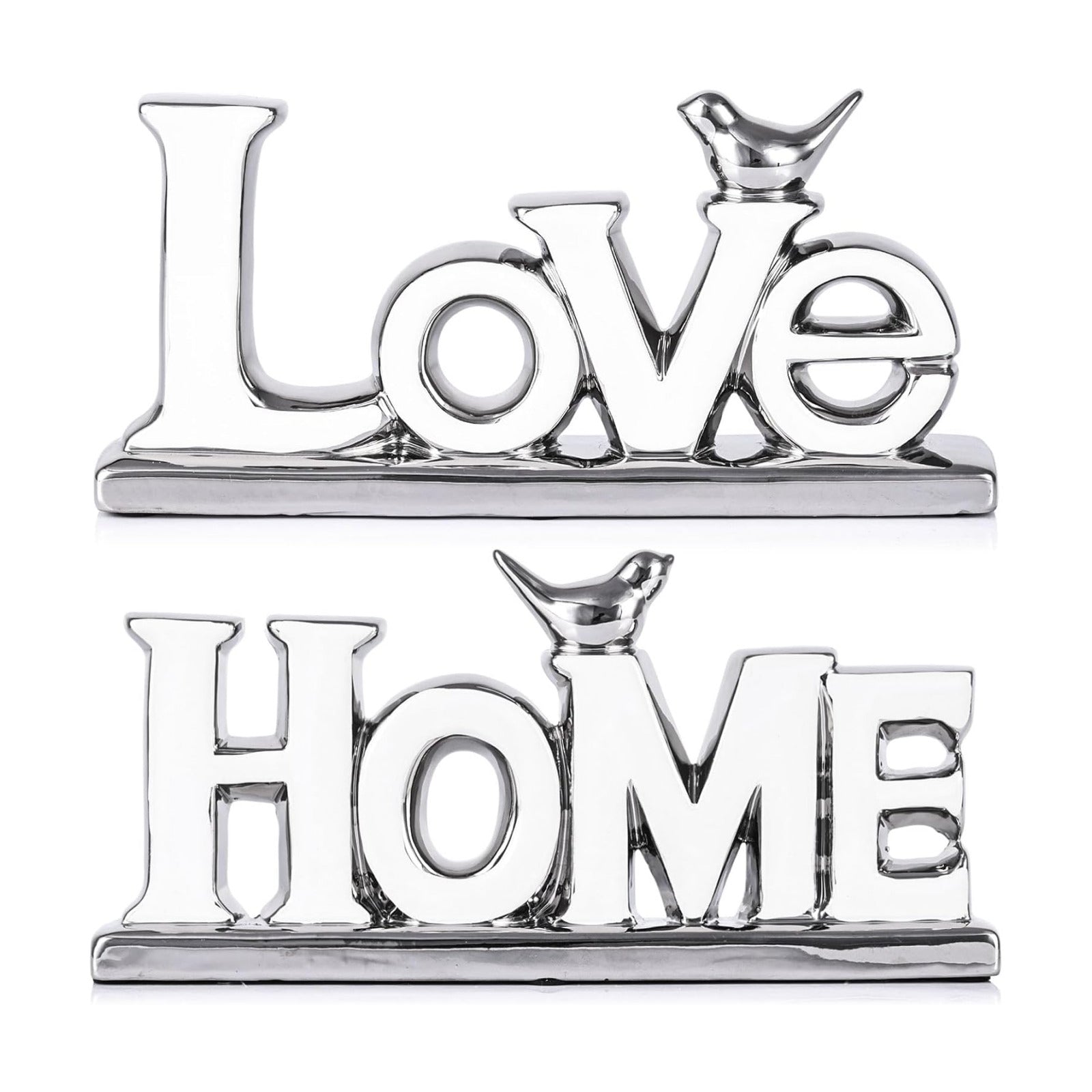 Love Sign Decoration / White+silver / Set of 2