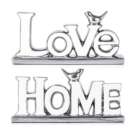 Love Sign Decoration / White+silver / Set of 2