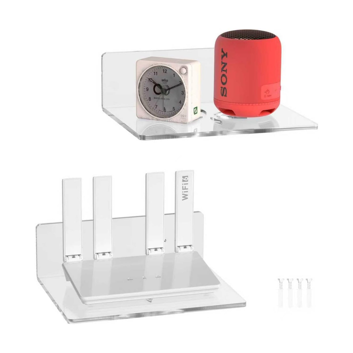 7x9 Inch Transparent Acrylic Shelf with Ventilated Base - Ideal for Routers, Speakers, Cameras & Small Electronic