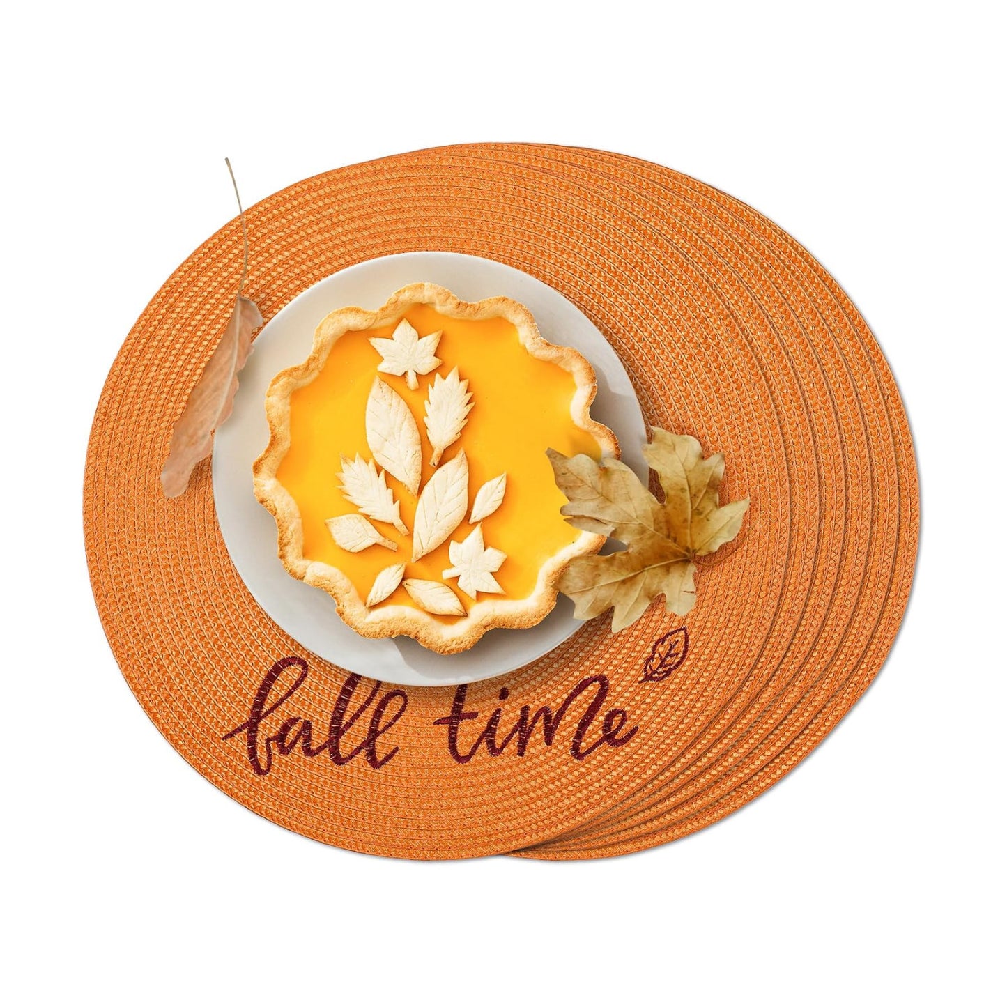 FunWheat Round Placemats Set of 6 Table Mats for Thanksgiving Tables Washable Non-Slip Place mats 15 Inch for