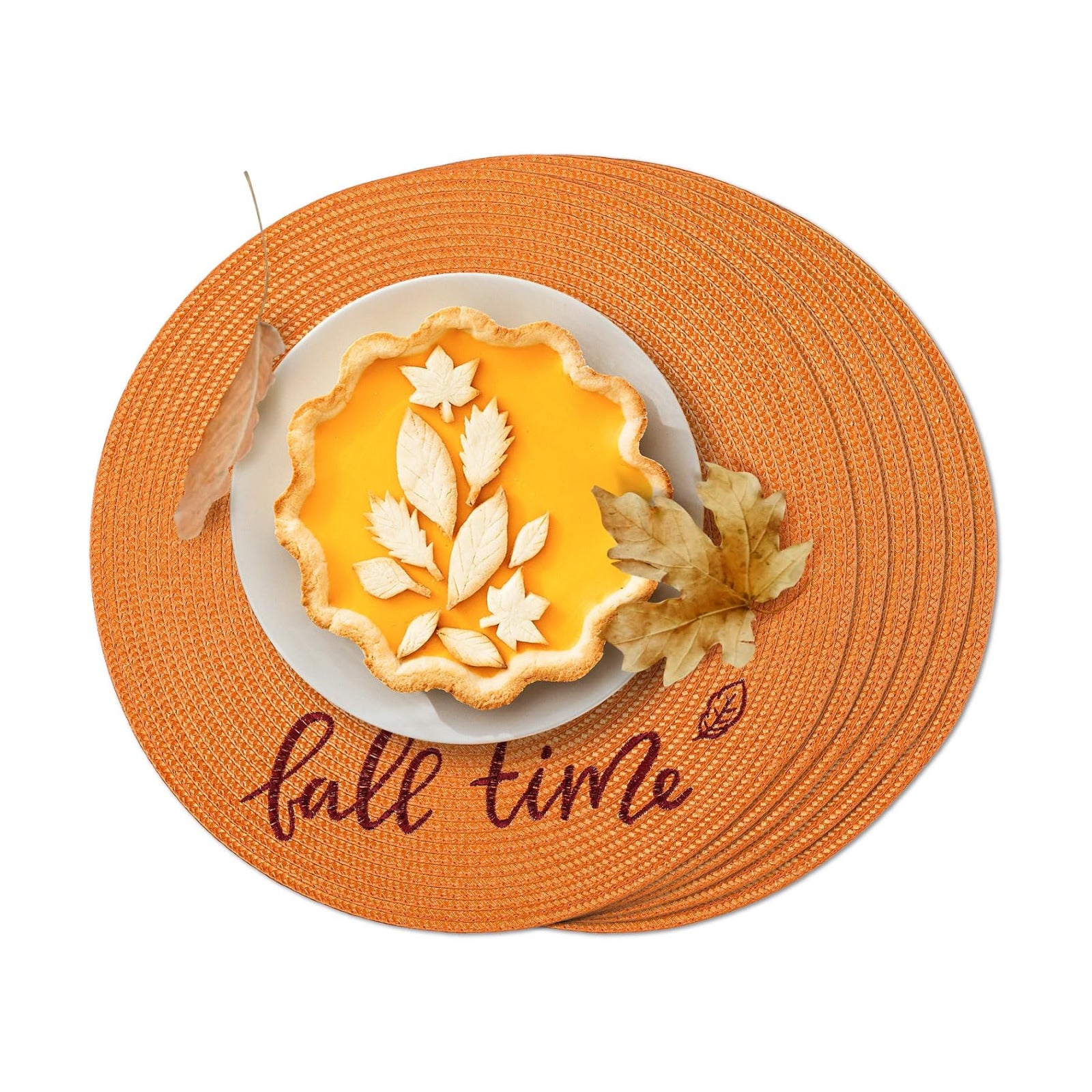 FunWheat Round Placemats Set of 6 Table Mats for Thanksgiving Tables Washable Non-Slip Place mats 15 Inch for