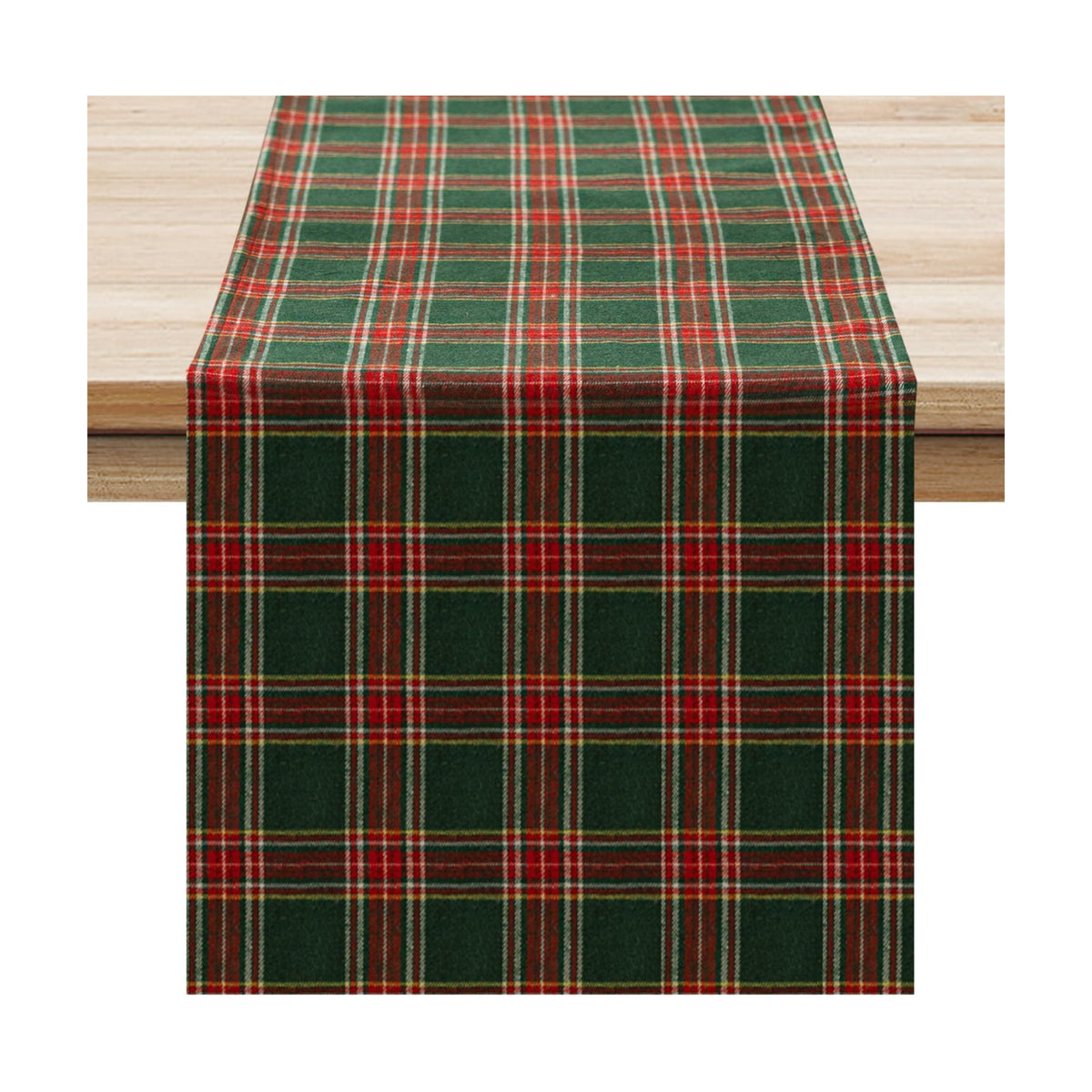Softalker Christmas Checkered Tartan Table Runner, Green, 13 x 108 Inch