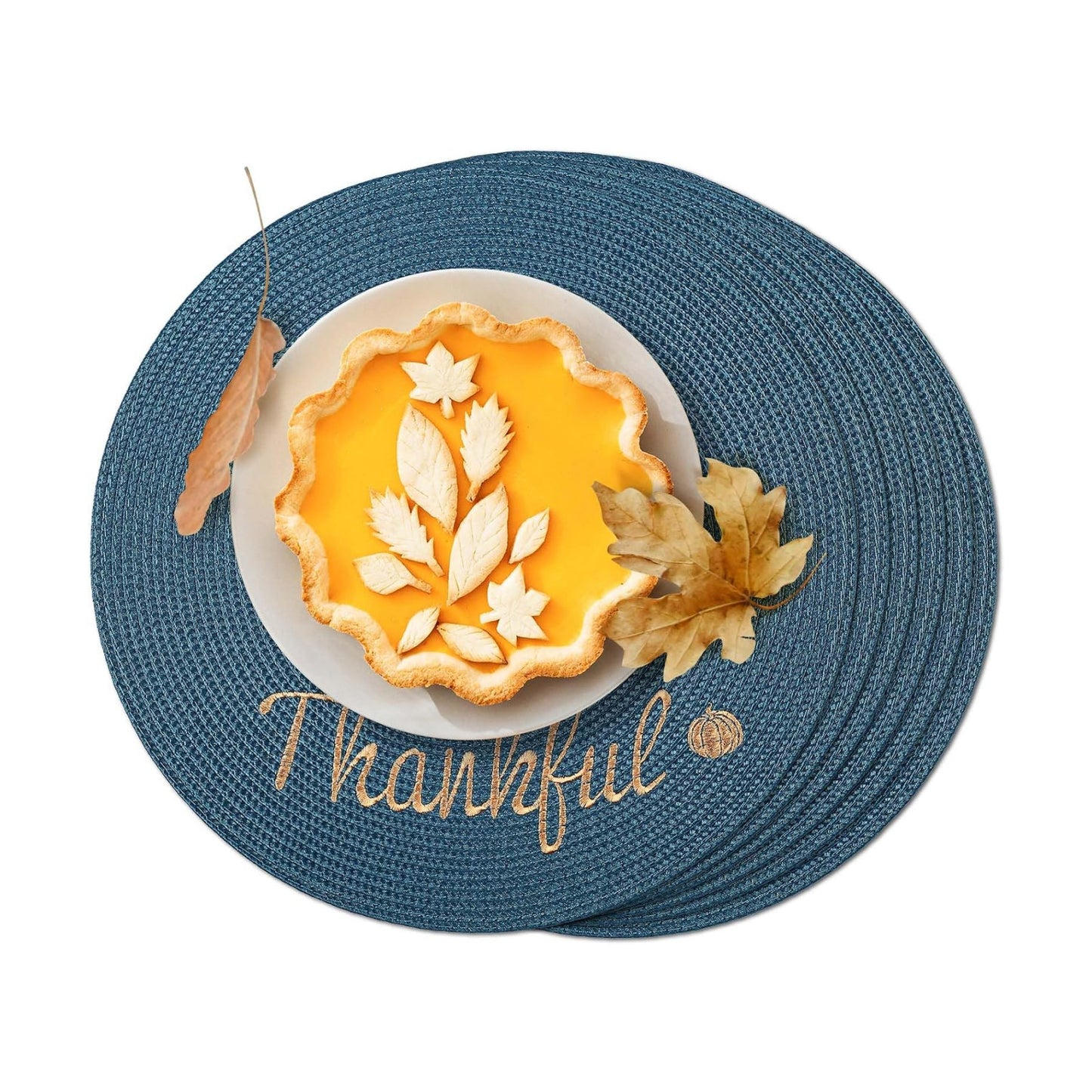 FunWheat Round Placemats Set of 6 Table Mats for Thanksgiving Tables Washable Non-Slip Place mats 15 Inch for