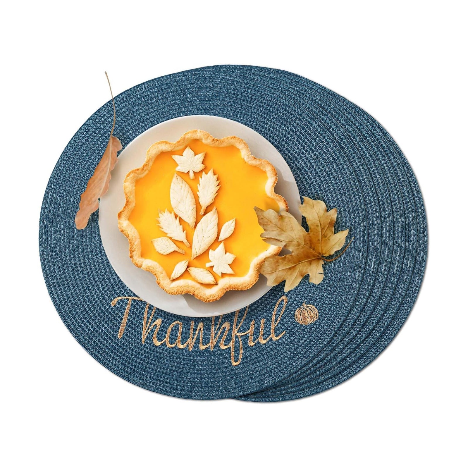 FunWheat Round Placemats Set of 6 Table Mats for Thanksgiving Tables Washable Non-Slip Place mats 15 Inch for