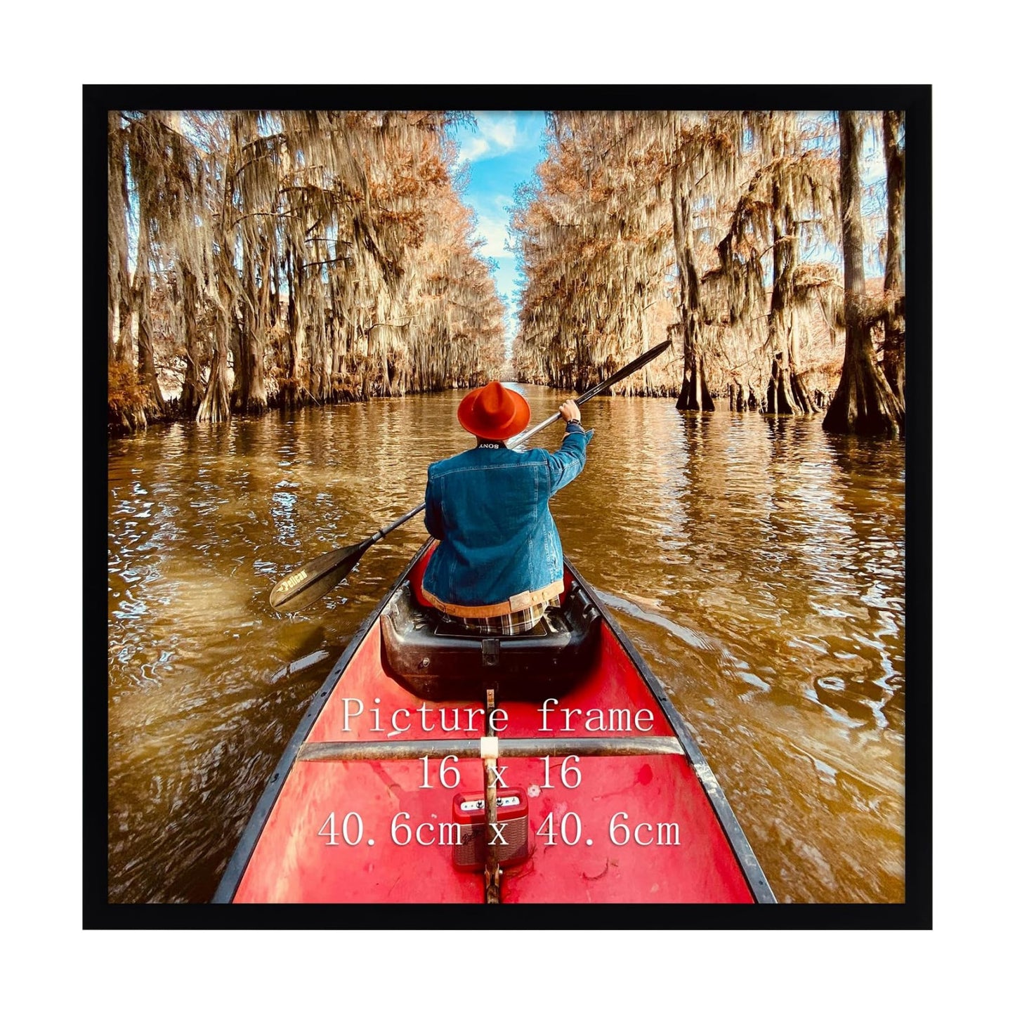 Giftgarden 16x16 Picture Frame Black, 16 by 16 Thin Square Poster Photo Frame for Wall Display, Single