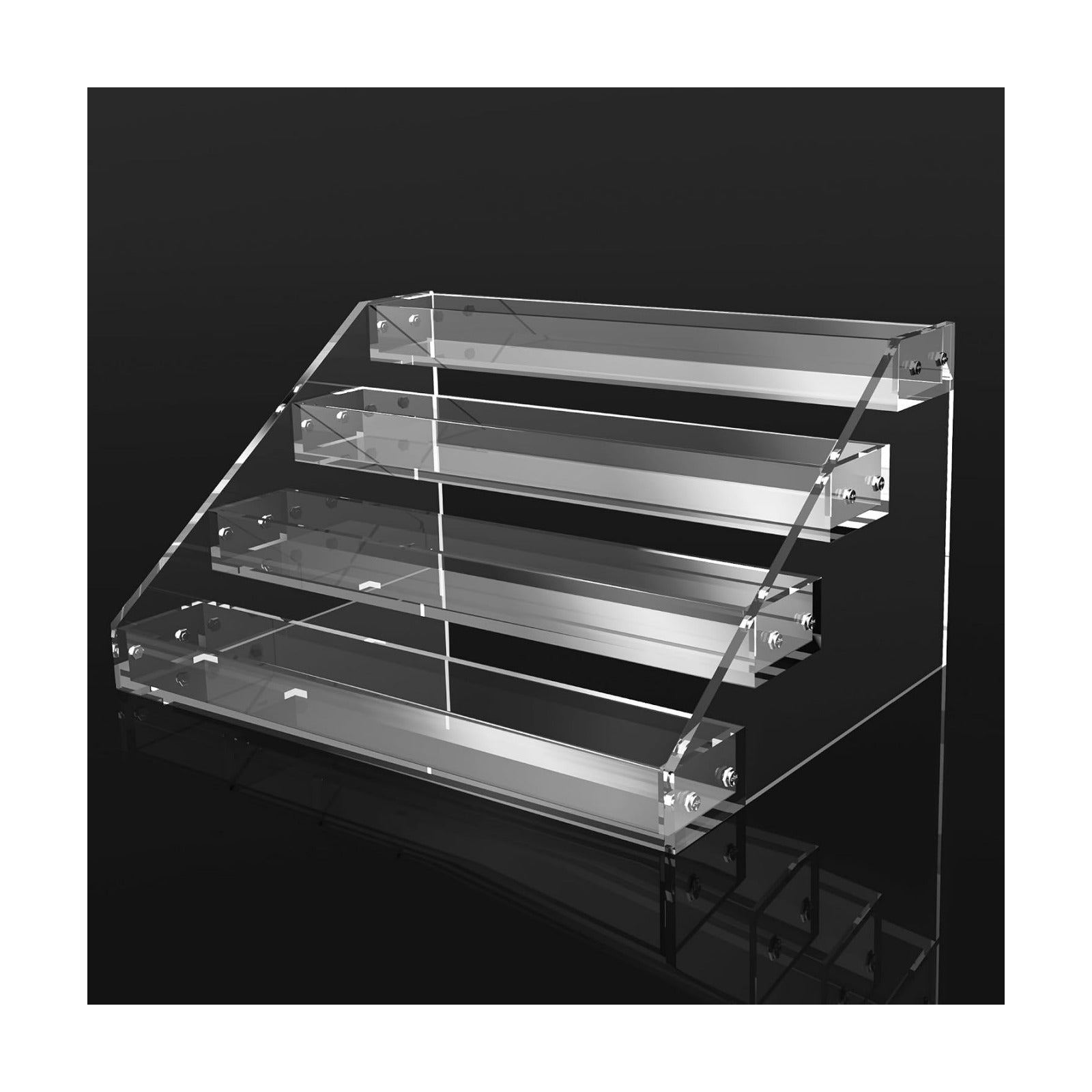 12" Acrylic Riser Display Stands / 12 x 9.13 x 6.3 / 4 Tier- X2.28 Inch / Clear