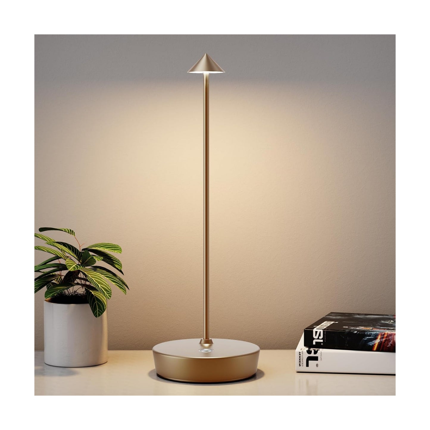 Rechargeable Cordless Table Lamp, Portable Powered LED Battery 6000mAh Metal USB Desk Lamp, 3 Levels Brightness Light