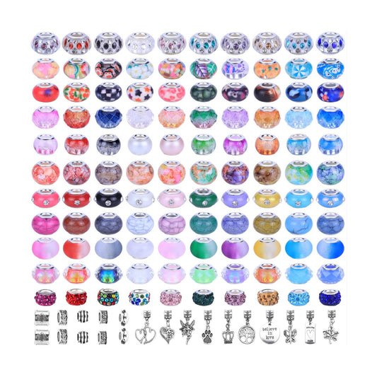 Assorted European Craft Beads Large Hole Lampwork Spacer Beads Colorful European Beads / Lucky Beads