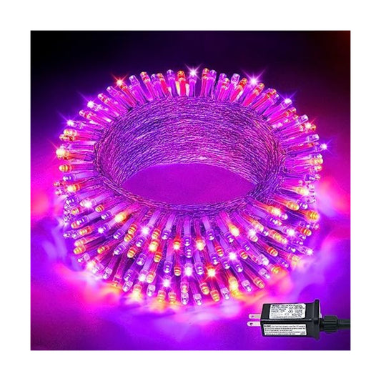JMEXSUSS 33 FT 100 LED Orange and Purple Halloween String Lights Indoor