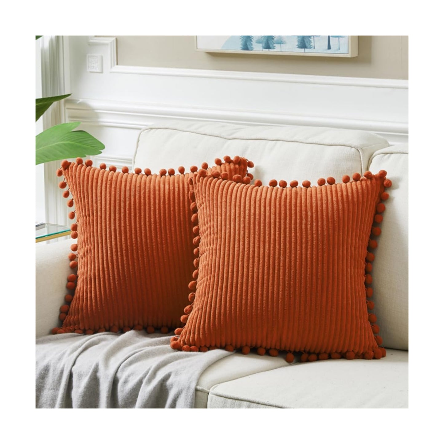 Decorative Throw Pillow Covers / 18 x 18 / Burnt Orange / Set of 2