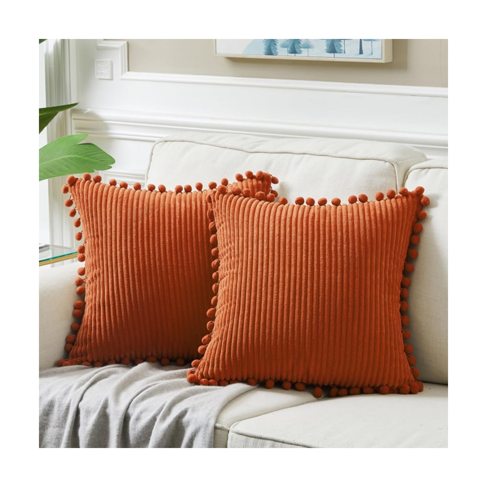 Decorative Throw Pillow Covers / 18 x 18 / Burnt Orange / Set of 2