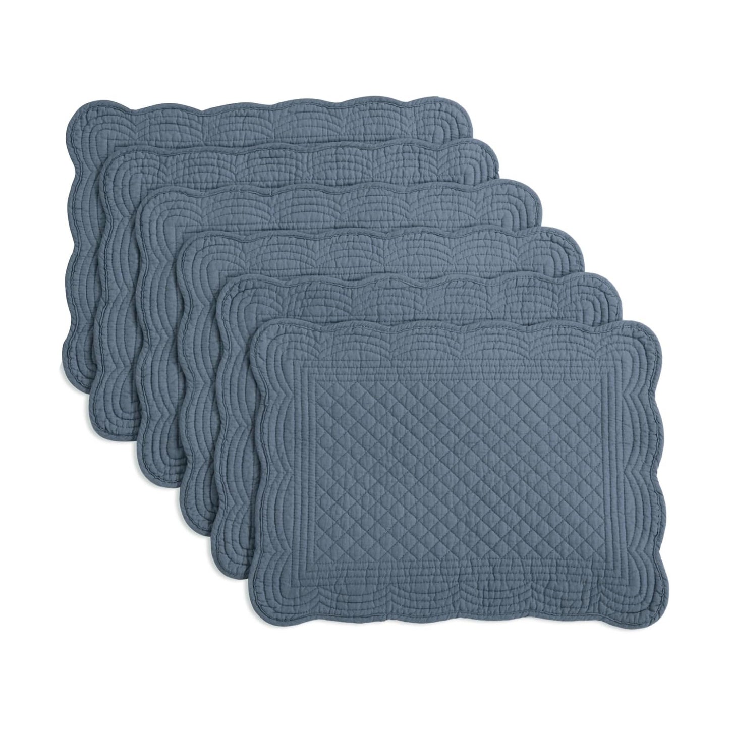HOMBYS Quilted Placemats Set of 6 Washable-13x18 inches Rectangular Placemats for Kitchen Table-100% Cotton Fabric