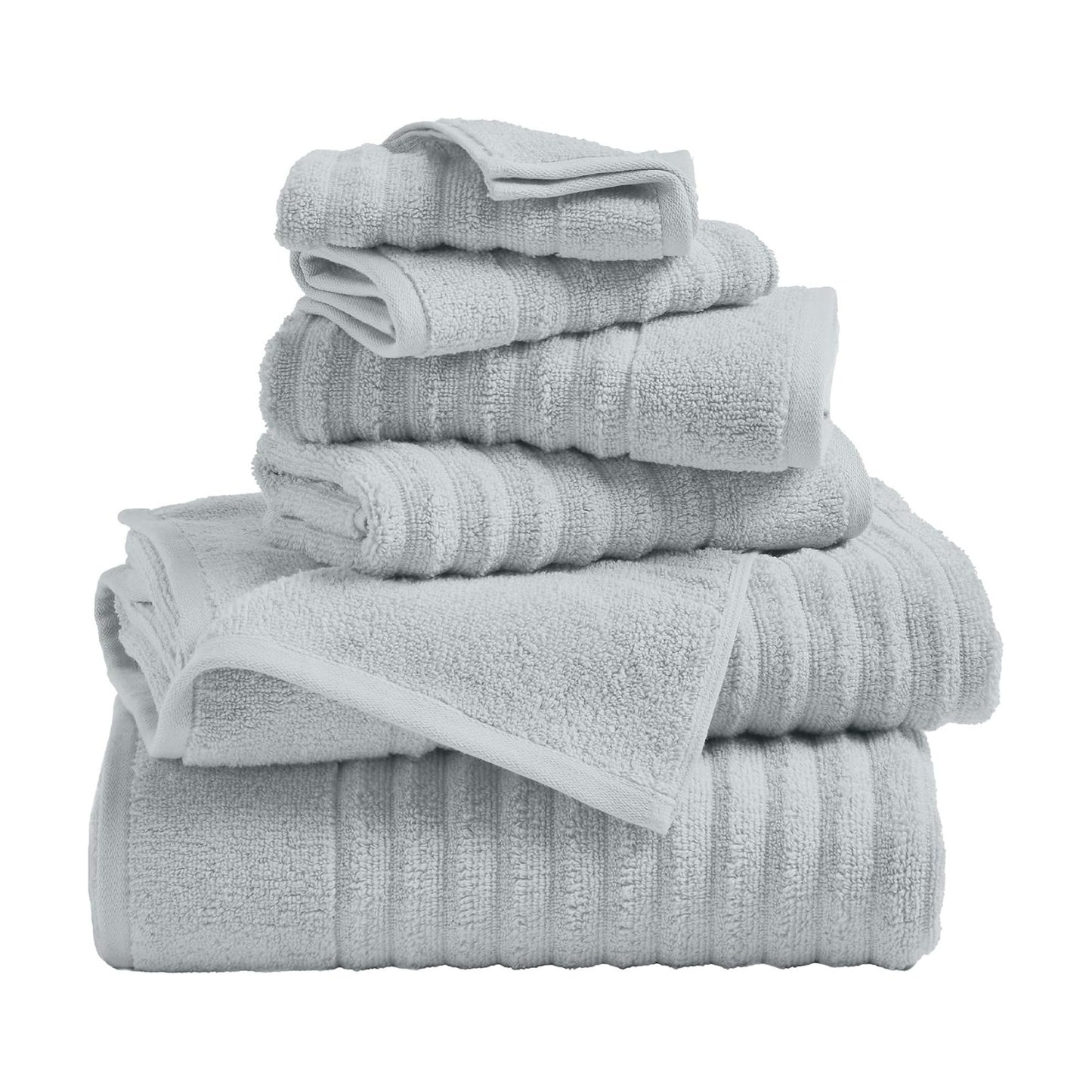 Great Bay Home Bath Towel Set - 100% Cotton 6 Piece Towel Set - Absorbent & Quick-Dry Towels for Bathroom (Light Blue)