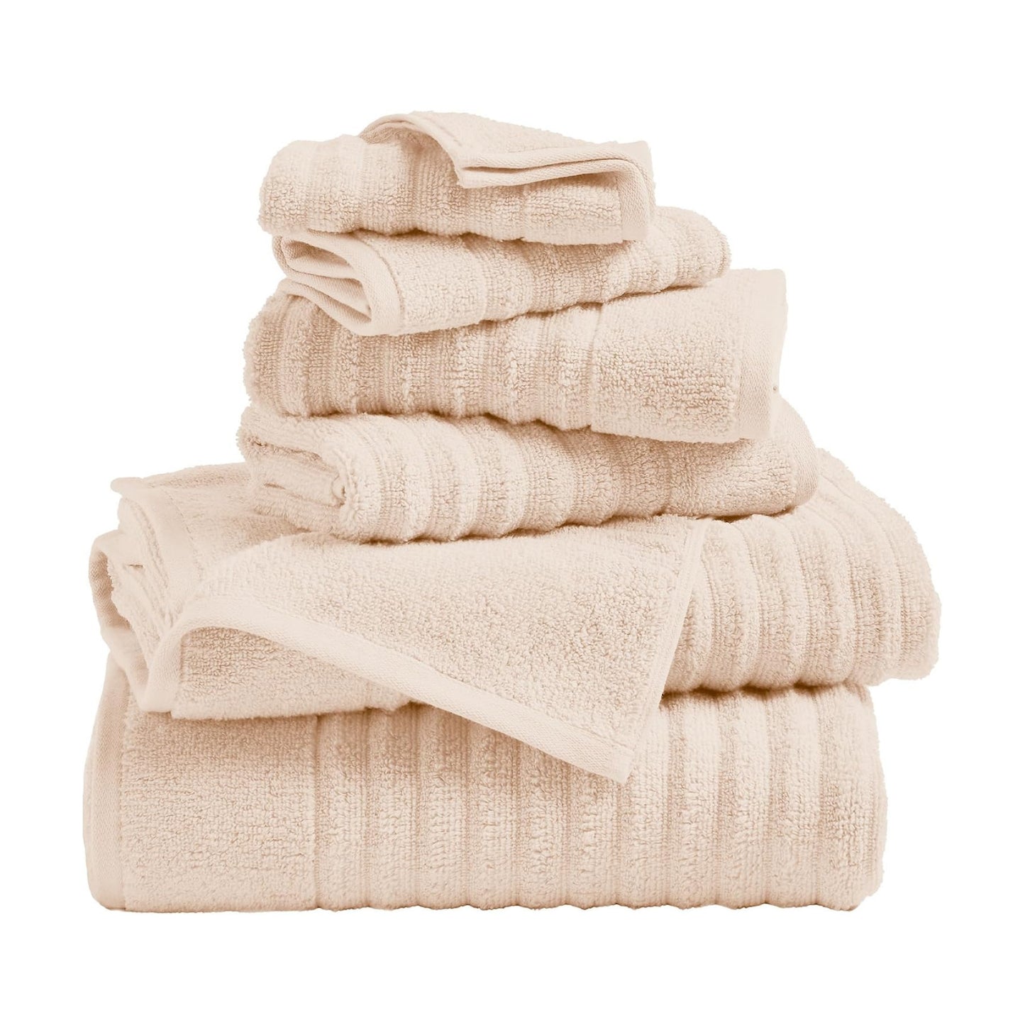 Great Bay Home Bath Towel Set - 100% Cotton 6 Piece Towel Set - Absorbent & Quick-Dry Towels for Bathroom (Pink Sand)