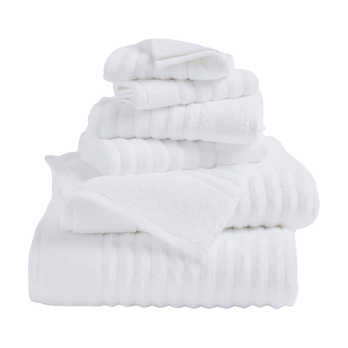 Great Bay Home Bath Towel Set - 100% Cotton 6 Piece Towel Set - Absorbent & Quick-Dry Towels for Bathroom (White)